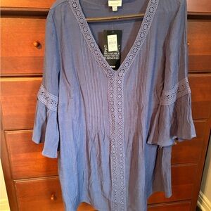 Avenue Blue Lace-Detail Tunic